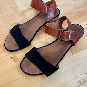 Black & brown leather sandals — Eric Michael